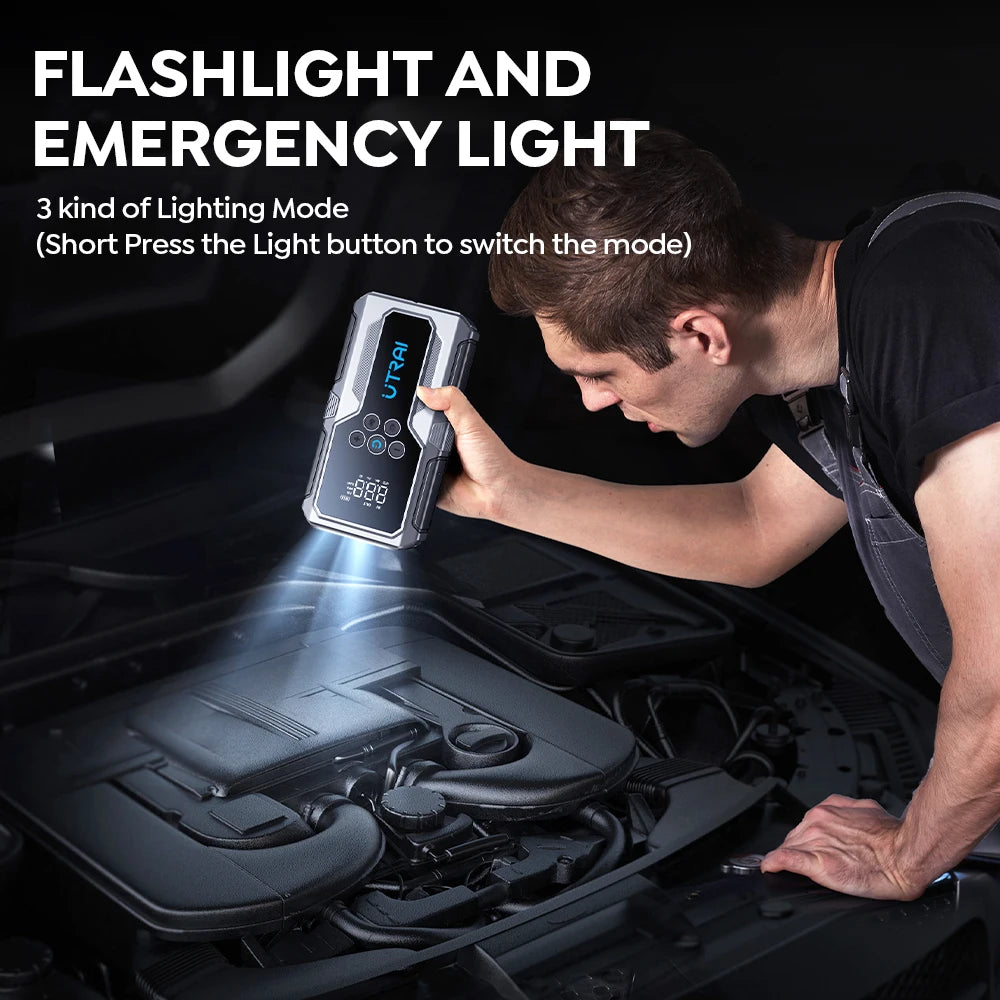 Booster rozruchowy 4w1 do auta – awaryjny start, kompresor i powerbank